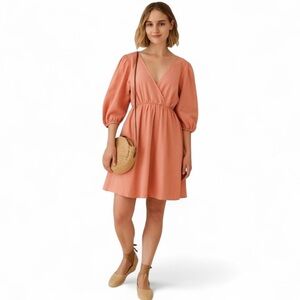 Velvet Torch Los Angeles Babydoll Skater Mini Dress Puff Sleeves V-Neck Sz Small